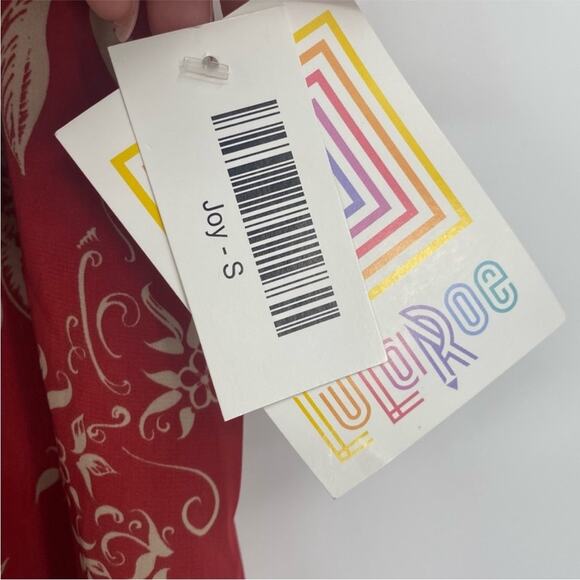 Lularoe Red Allover Floral Print Joy Duster Vest - Picture 5 of 5